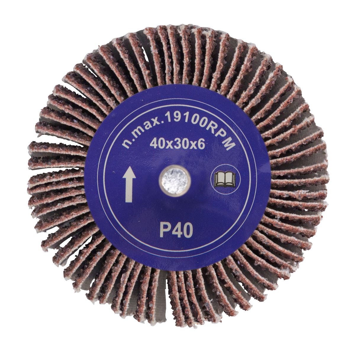Sealey FW403040 Abrasive Flap Wheel Ø40 x 30mm 40Grit Ø6mm Shaft Sealey
