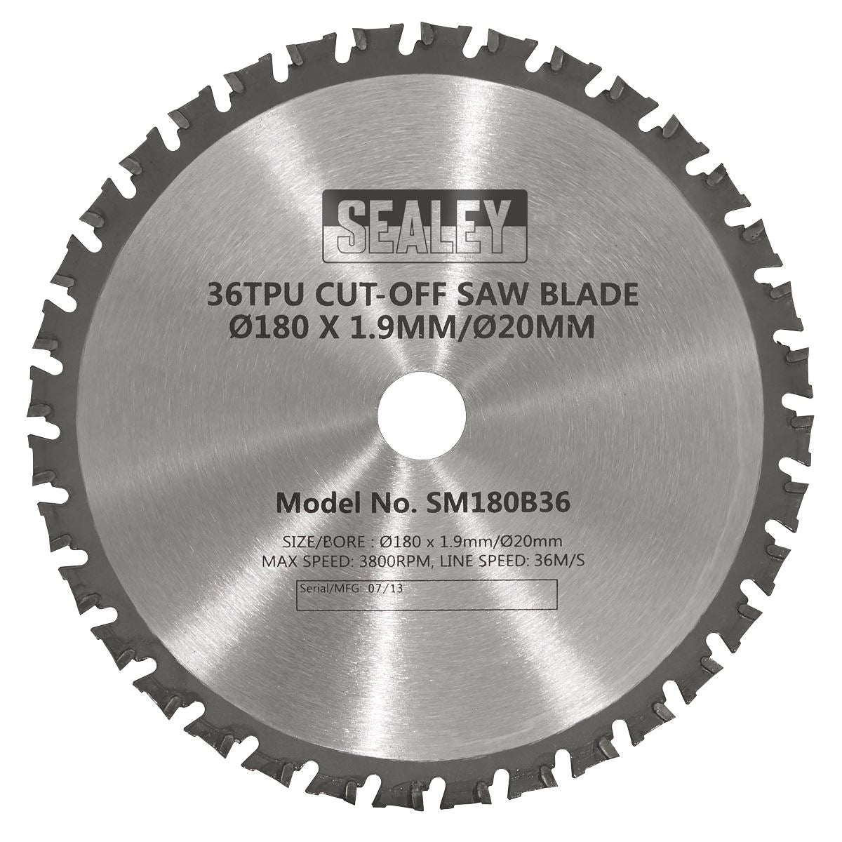 Sealey SM180B36 Cut-Off Saw Blade Ø180 x 1.9mm/Ø20mm 36tpu Sealey