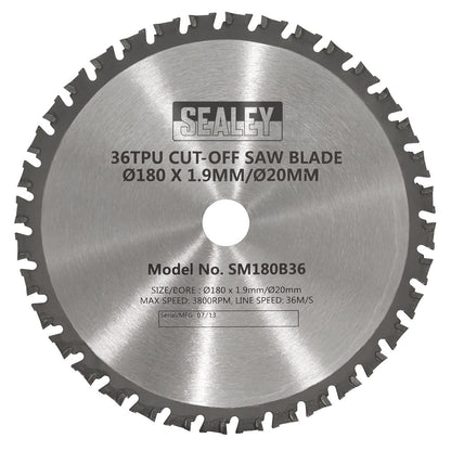 Sealey SM180B36 Cut-Off Saw Blade Ø180 x 1.9mm/Ø20mm 36tpu Sealey
