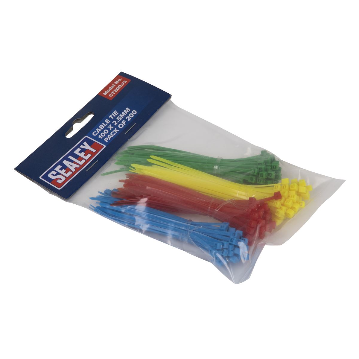 Sealey CT200 Cable Tie Assortment 100 x 2.5mm Pack of 200 Sealey