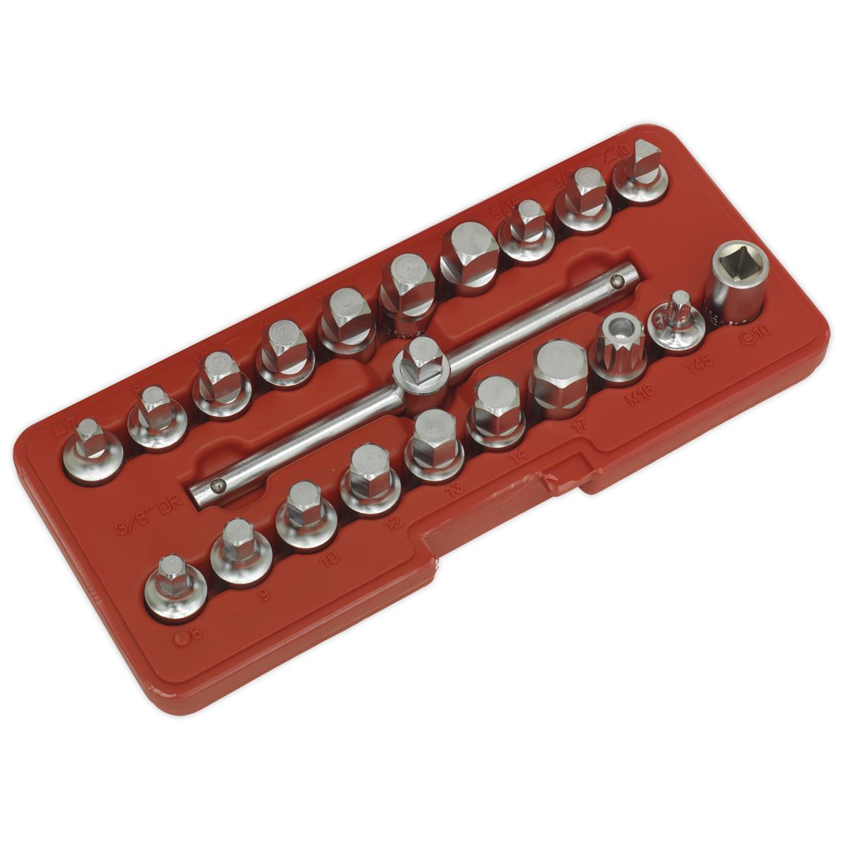 Sealey AK6586 Oil Drain Plug Key Set 21pc 3/8"Sq Drive Sealey