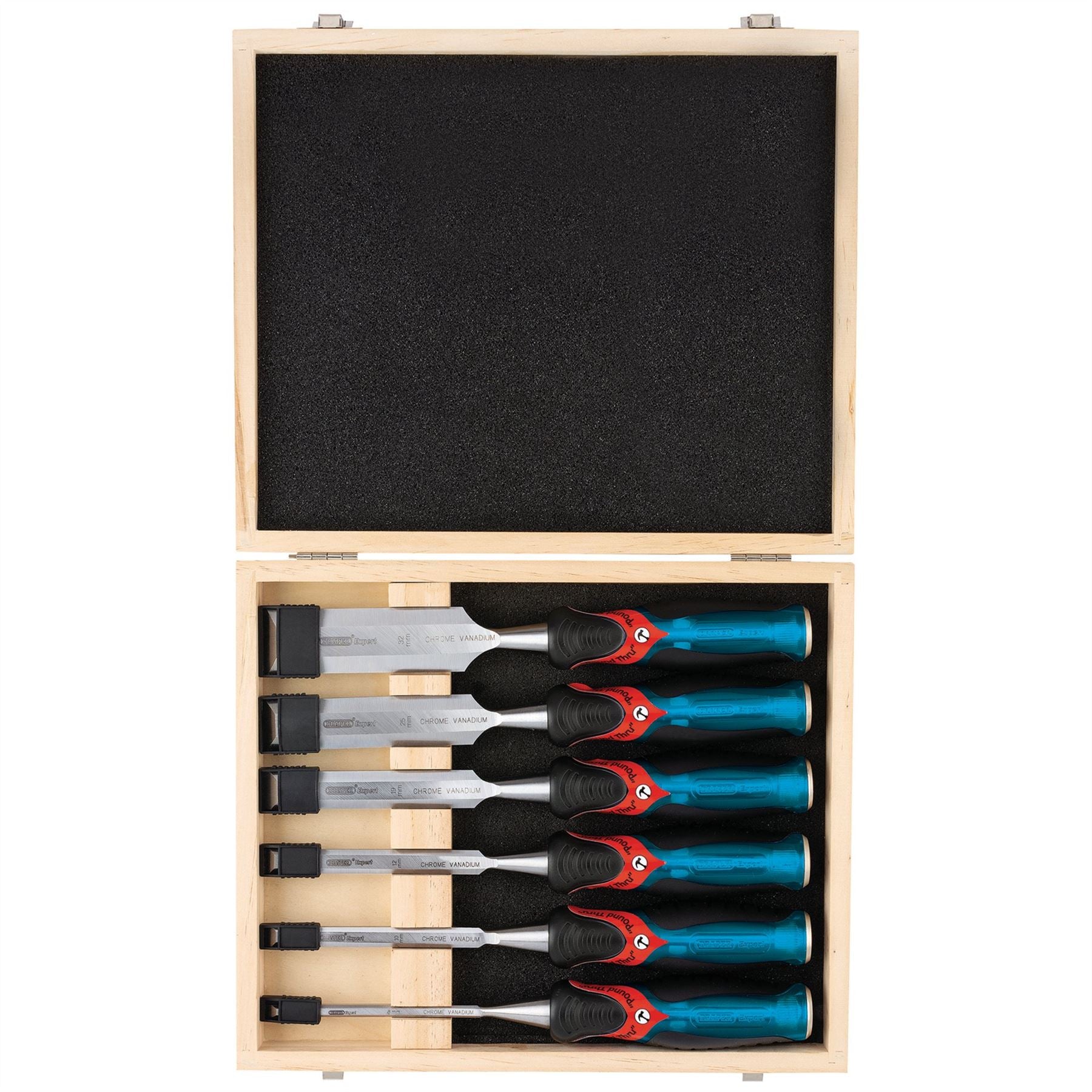 Draper 70419 Expert Soft Grip 'Pound Thru' Bevel Edge Wood Chisel Set 140mm 6 Piece Draper