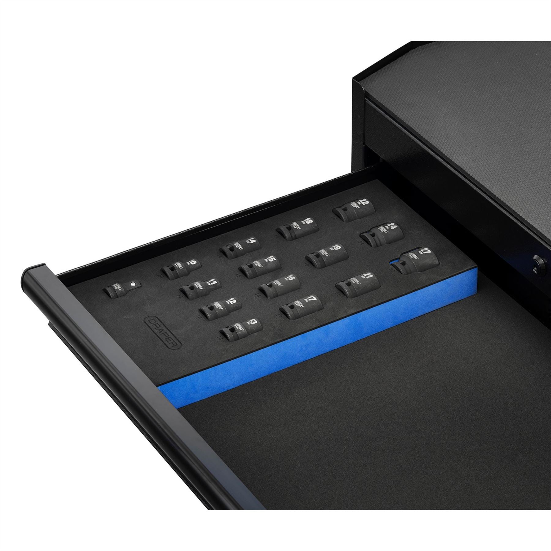 Draper 63415 HI-TORQ® Metric Impact Socket Set in EVA Drawer Insert Tray 1/2" Sq. Dr. 15 Piece Draper