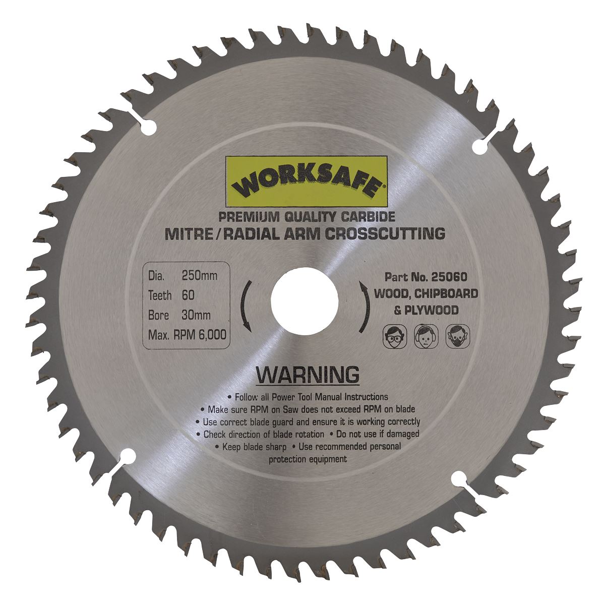Sealey 25060 TCT Saw Blade Ø250 x 30mm - 60tpu Sealey