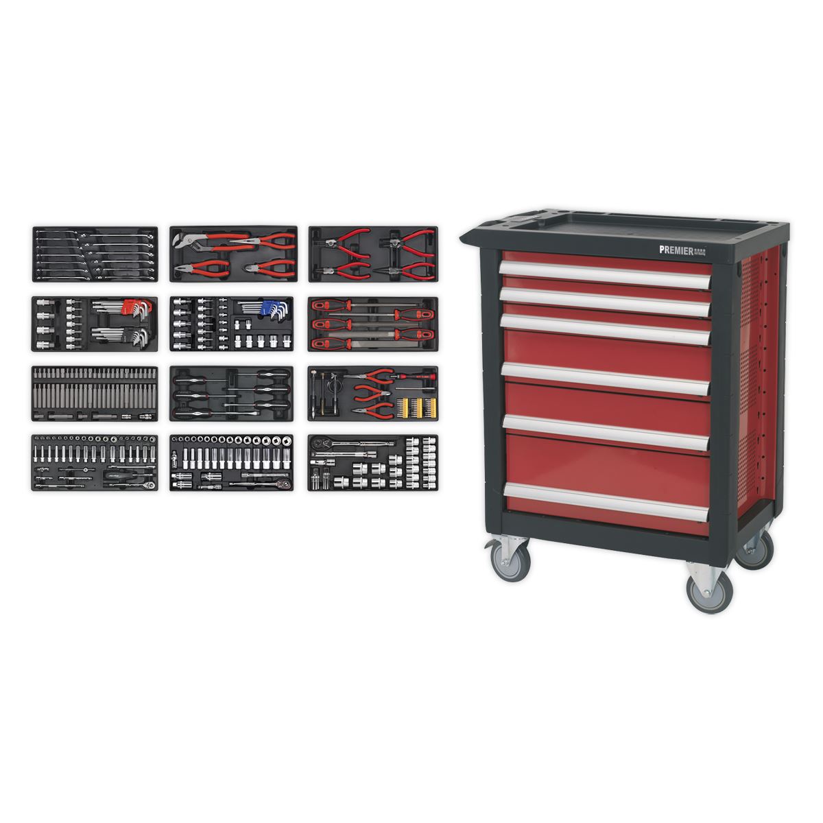 Sealey AP2406TBTC01 Rollcab 6 Drawer with Ball-Bearing Slides & 298pc Tool Kit Sealey