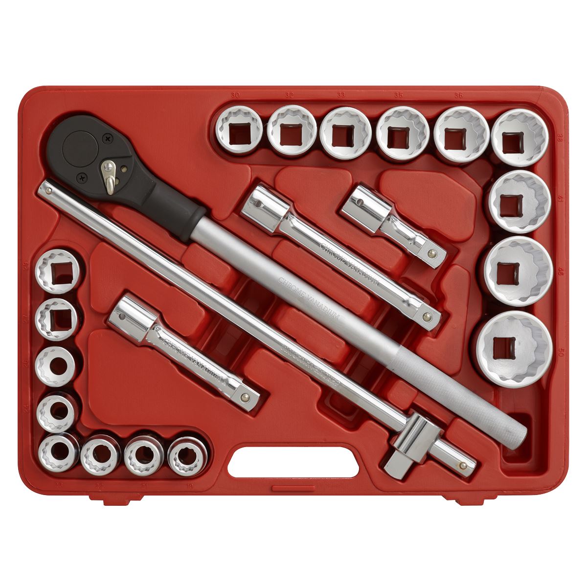 Sealey AK2598 Socket Set 22pc 3/4"Sq Drive 12-point WallDrive® Metric Sealey