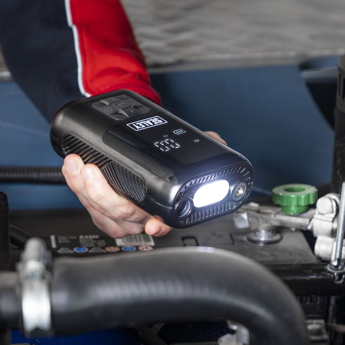 Sealey CTI130 Tyre Inflator & Power Bank with Worklight Rechargeable Sealey