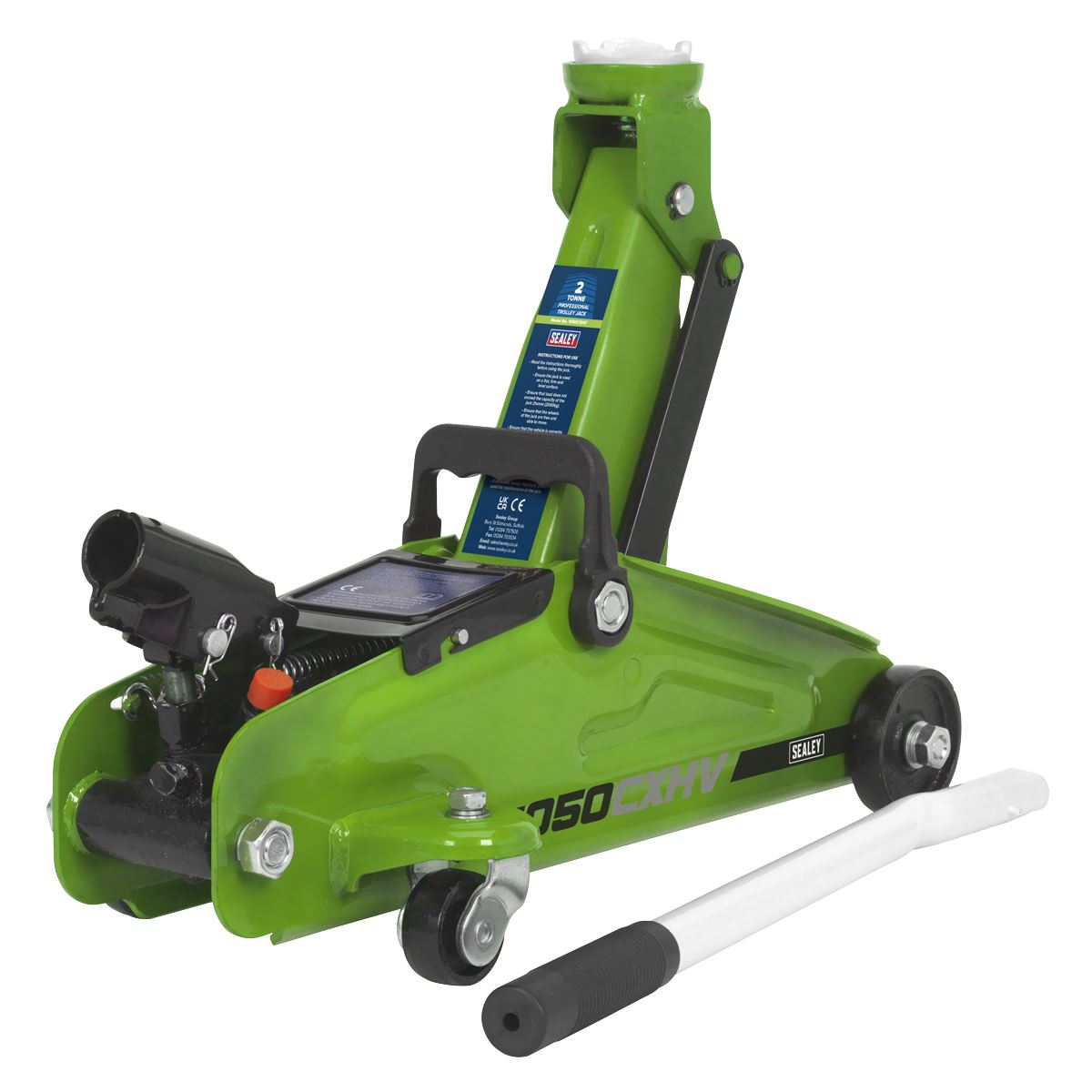 Sealey 1050CXHV Short Chassis Trolley Jack 2 Tonne - Green Sealey