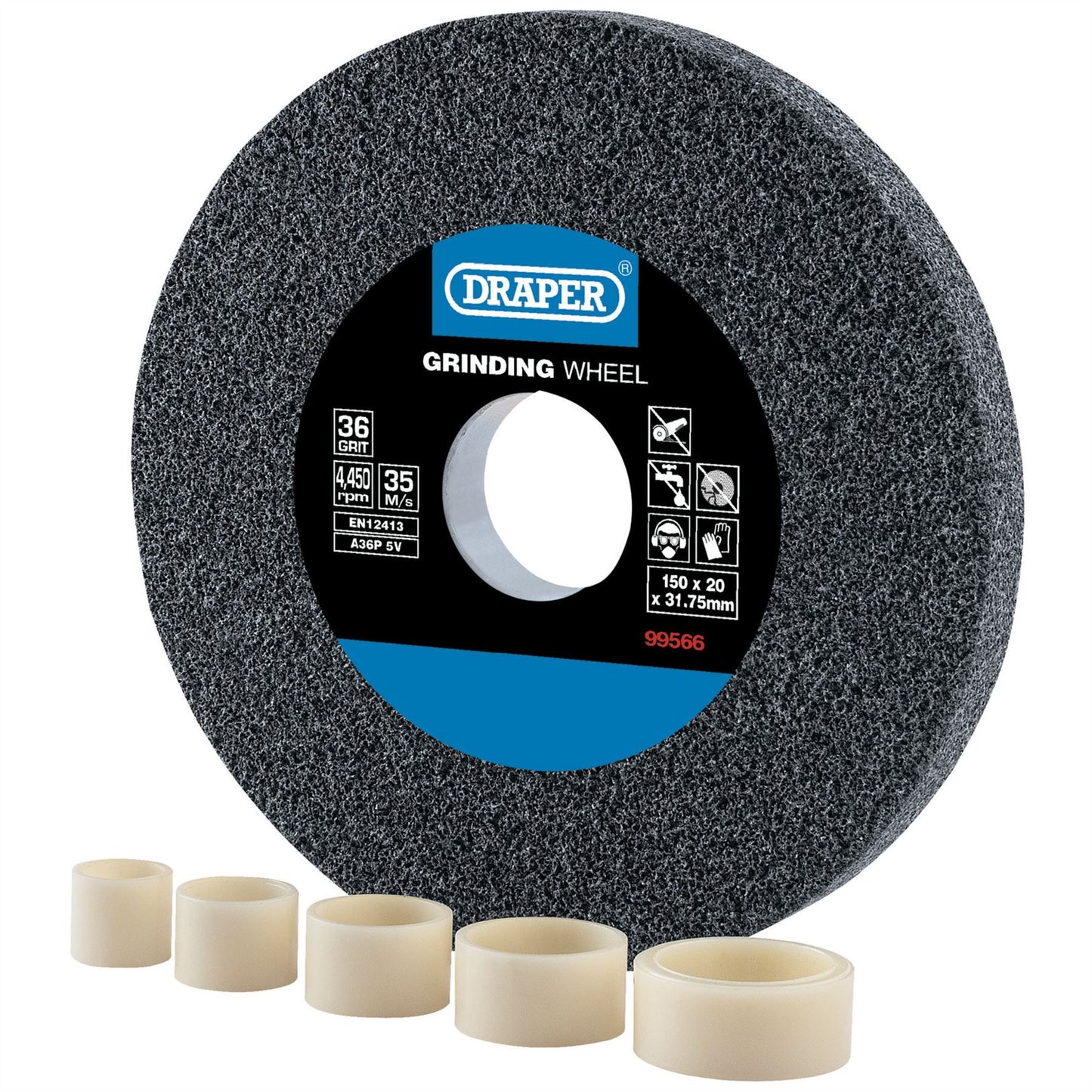 Draper 99566 Aluminium Oxide Bench Grinding Wheel 150 x 20mm 36 Grit Draper