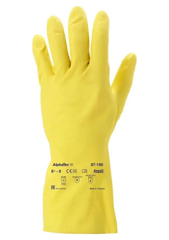 Ansell AlphaTec 87-190 Yellow Latex Gloves Ansell