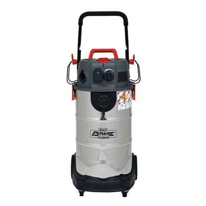Sealey PC380M Vacuum Cleaner Industrial Dust-Free Wet/Dry 38L 1500W/230V Stainless Steel Drum M Class Filtration Sealey