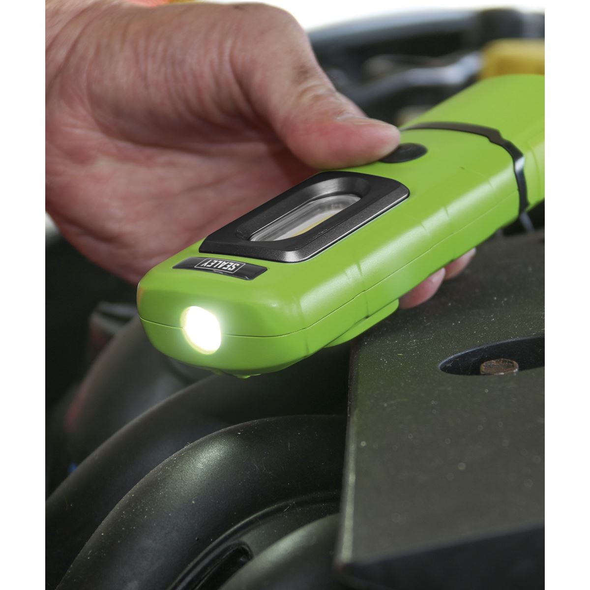 Sealey LED3601G Rechargeable 360° Inspection Light 3W COB & 1W SMD LED Green Lithium-Polymer Sealey