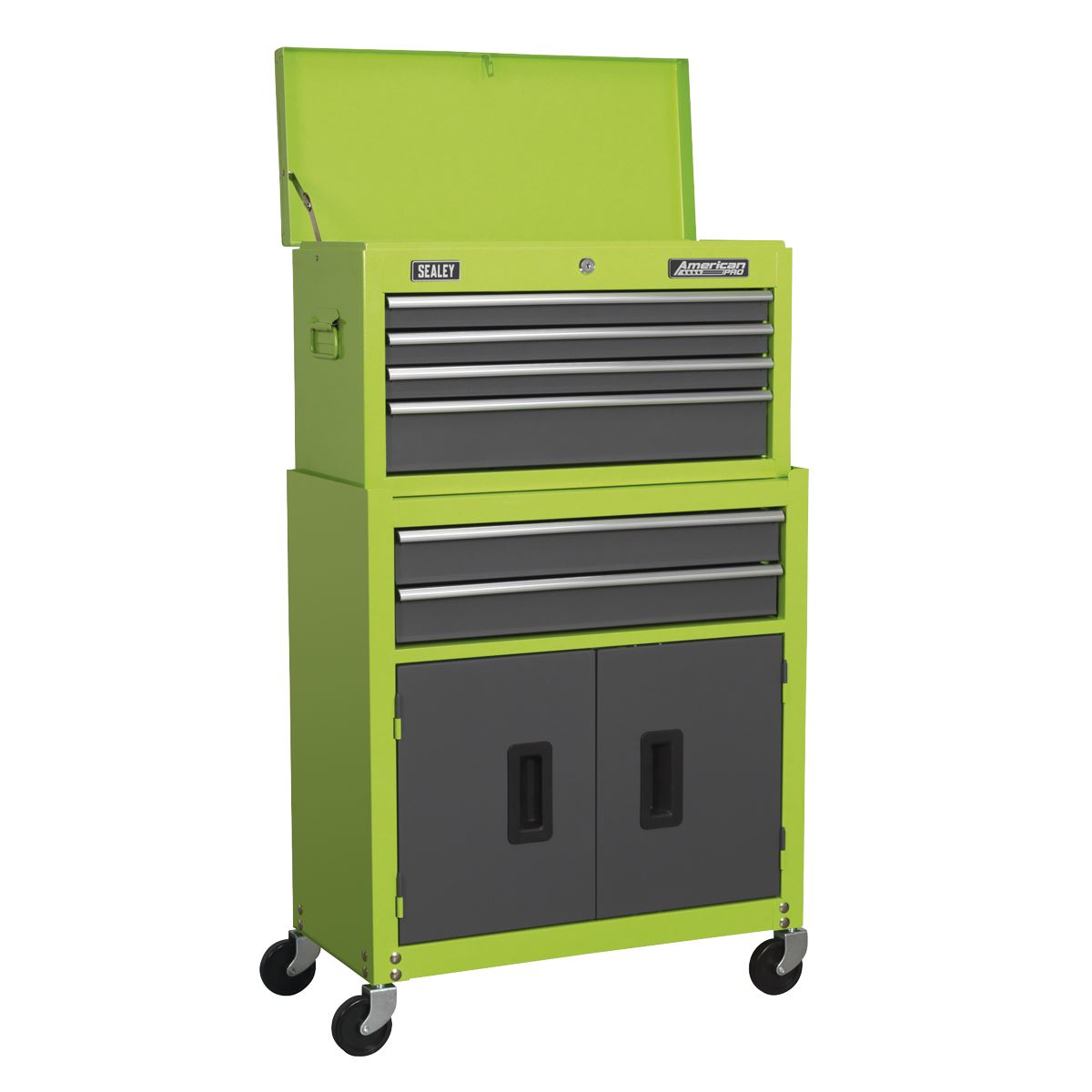 Sealey AP2200BBHV Topchest & Rollcab Combination 6 Drawer with Ball-Bearing Slides - Green/Grey Sealey