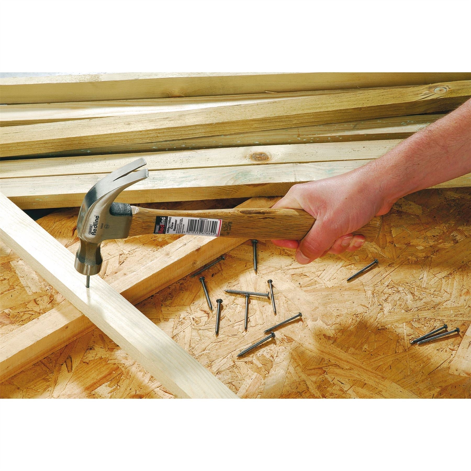 Draper 67664 Redline® Claw Hammer with Hardwood Shaft 450g/16oz Draper