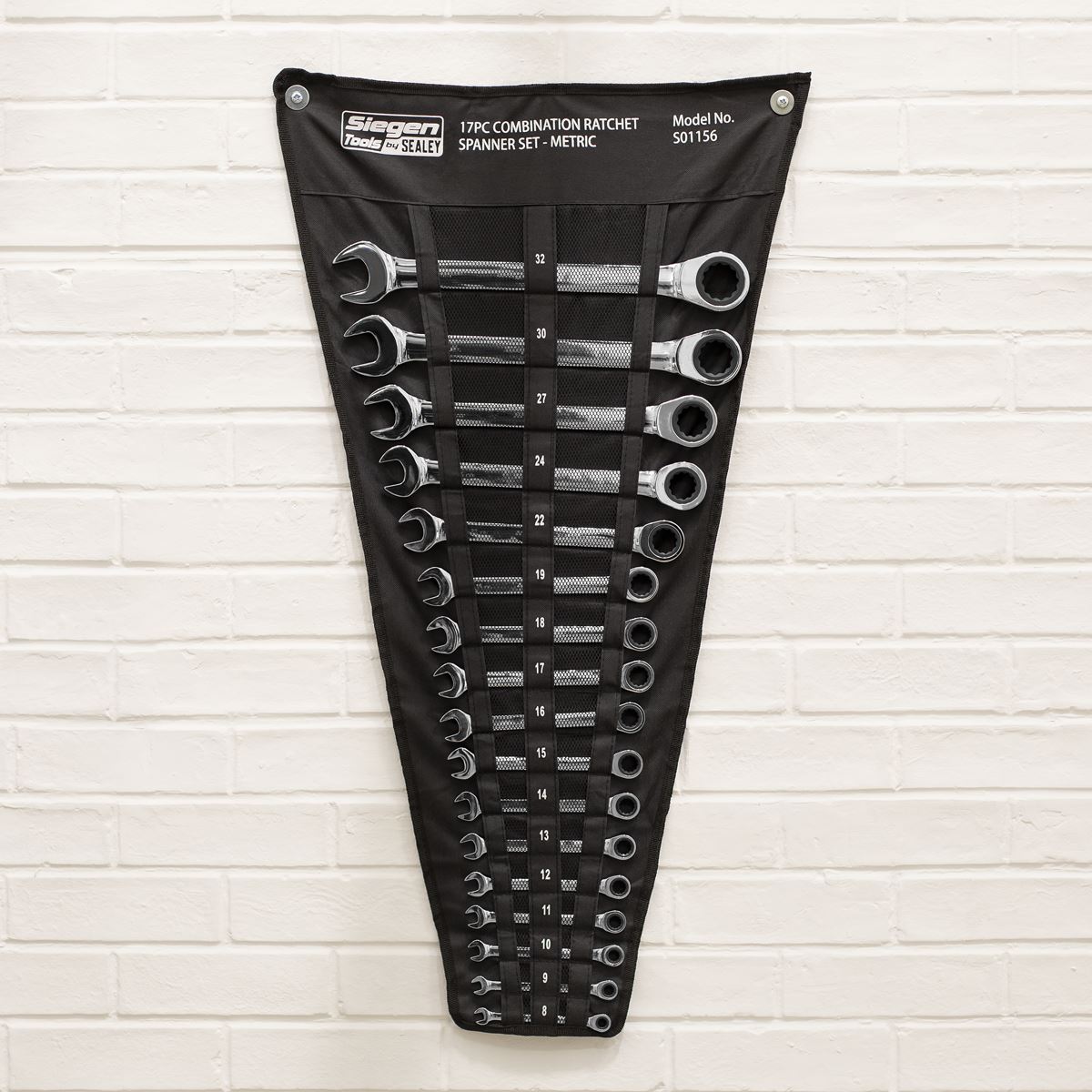 Siegen S01156 Combination Ratchet Spanner Set 17pc Metric Siegen