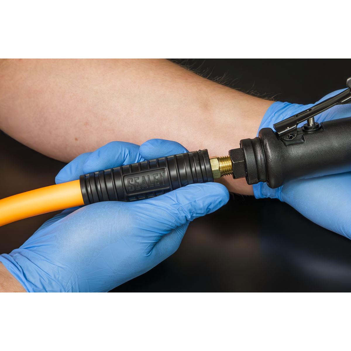 Sealey AHHC1538 Air Hose 15m x Ø10mm Hybrid High-Visibility with 1/4"BSP Unions Sealey