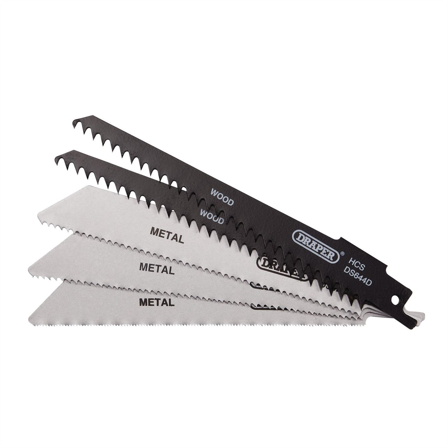 Draper 52517 Assorted Reciprocating Saw Blades for Multi-Purpose Cutting 150mm Pack of 5 Draper