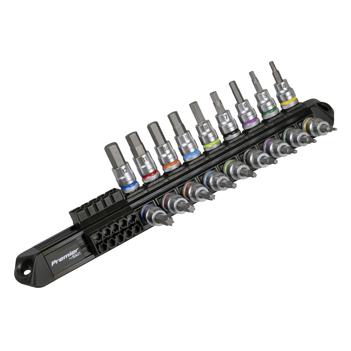 Sealey AK6252 Premier Platinum Series Hex & TRX-Star* Socket Bit Set 3/8"Sq Drive 18pc Sealey