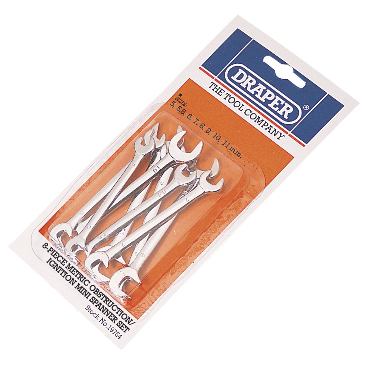 Draper 19754 Metric Ignition Mini Spanner Set 8 Piece Draper