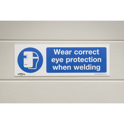 Sealey SS54V10 Mandatory Safety Sign - Wear Eye Protection When Welding - Self-Adhesive Vinyl - Pack of 10 Sealey