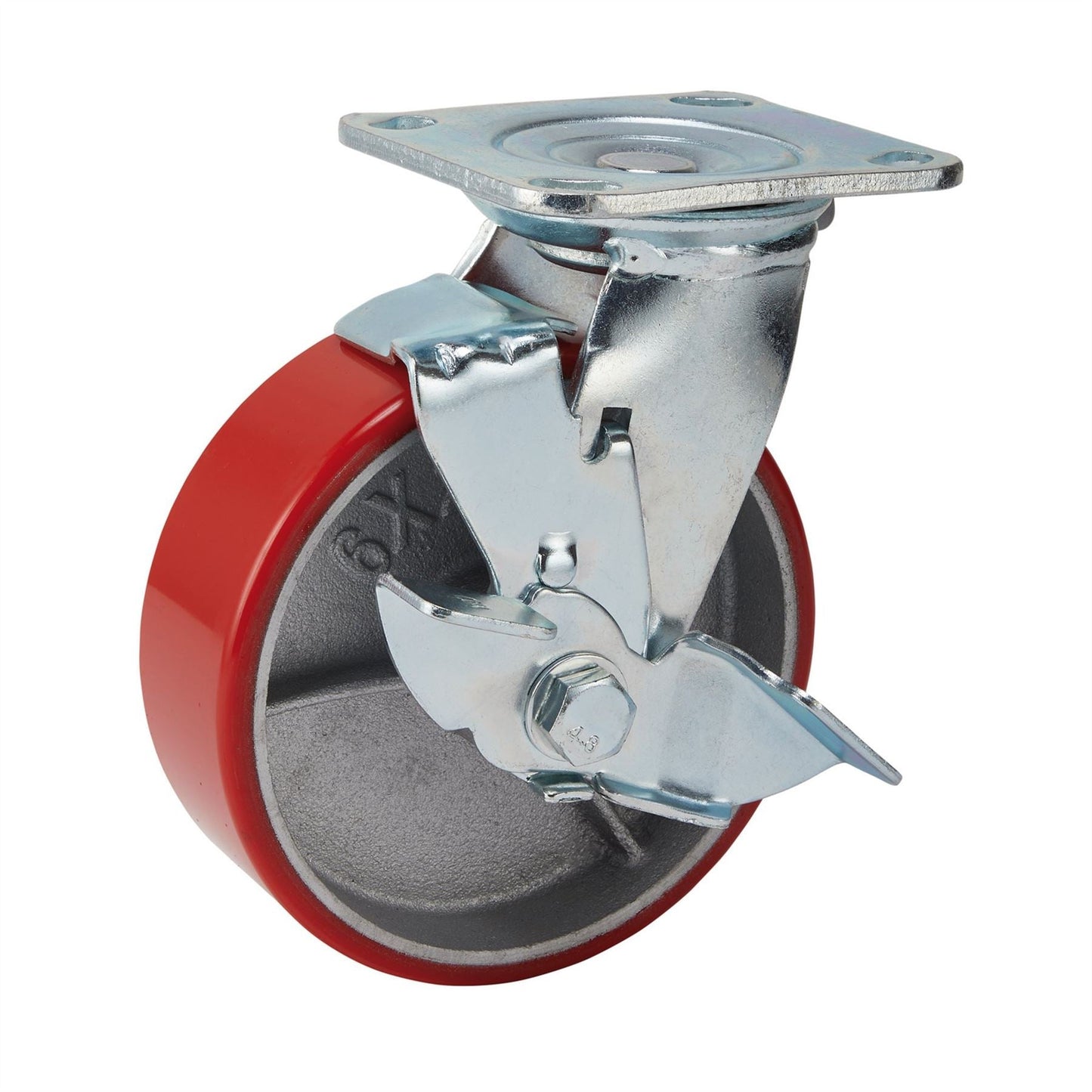 Draper 65530 Swivel Plate Fixing Heavy Duty Polyurethane Wheel with Brake 160mm Diameter S.W.L. 400kg Draper