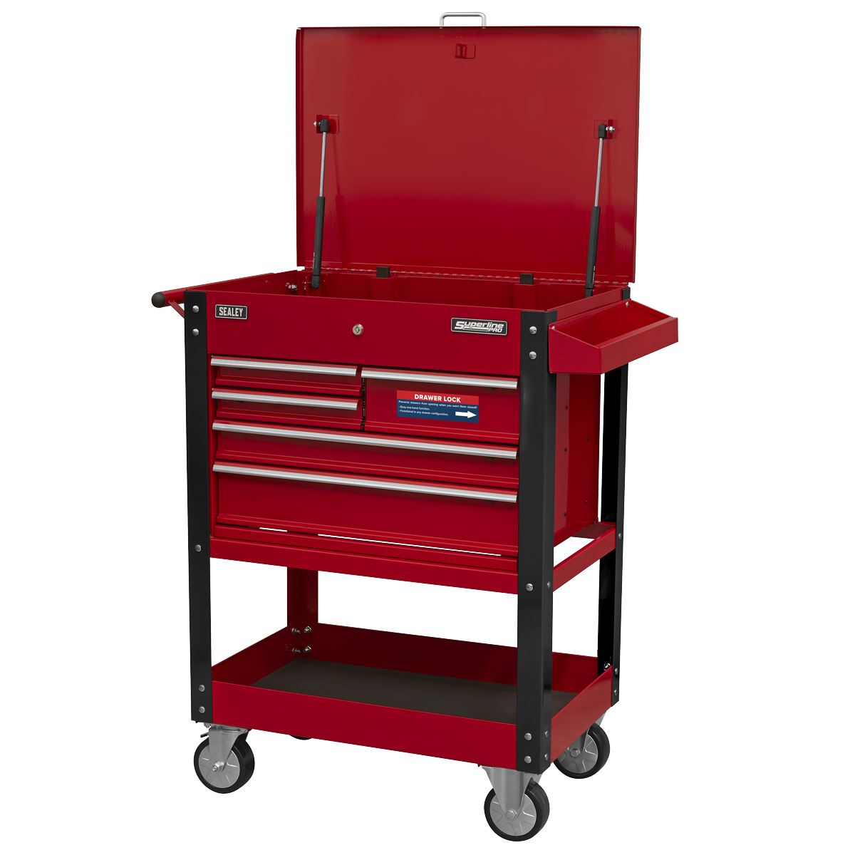 Sealey AP890M Heavy-Duty Mobile Tool & Parts Trolley with 5 Drawers & Lockable Top Sealey