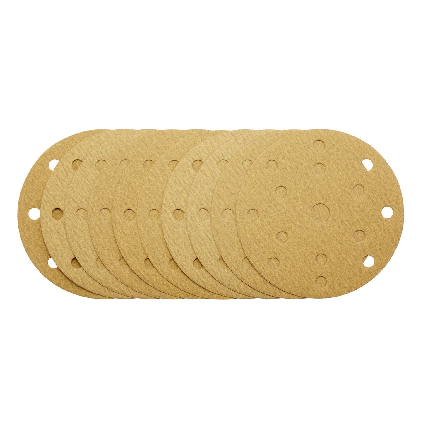 Draper 08475 Gold Sanding Discs with Hook & Loop 150mm 180 Grit 15 Dust Extraction Holes Pack of 10 Draper