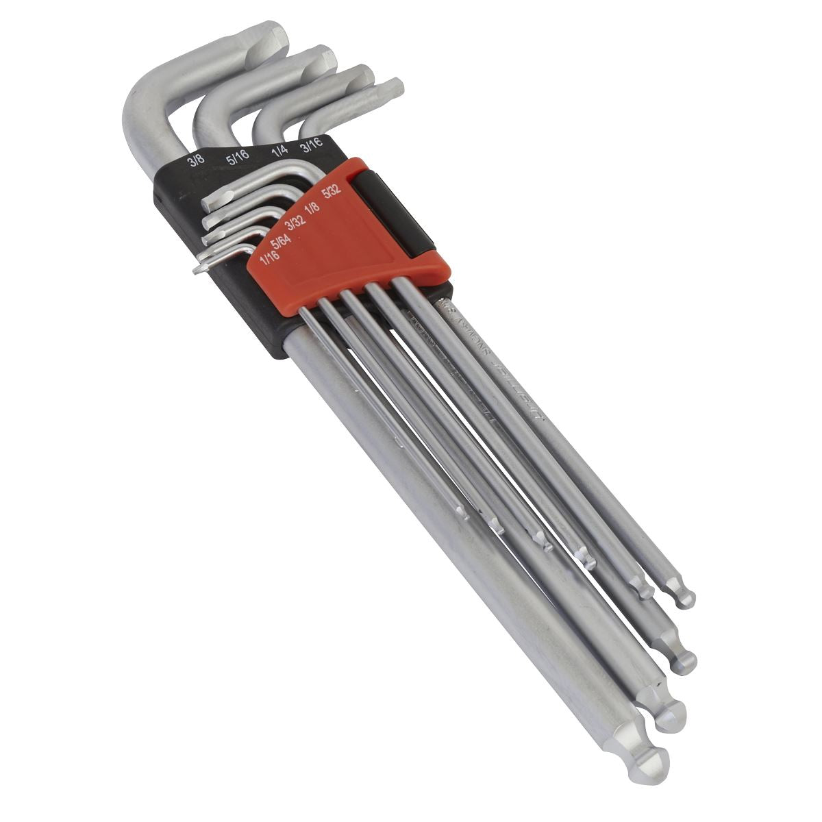 Sealey AK7181 Ball-End Hex Key Set 9pc Extra-Long Lock-On™ Imperial Sealey