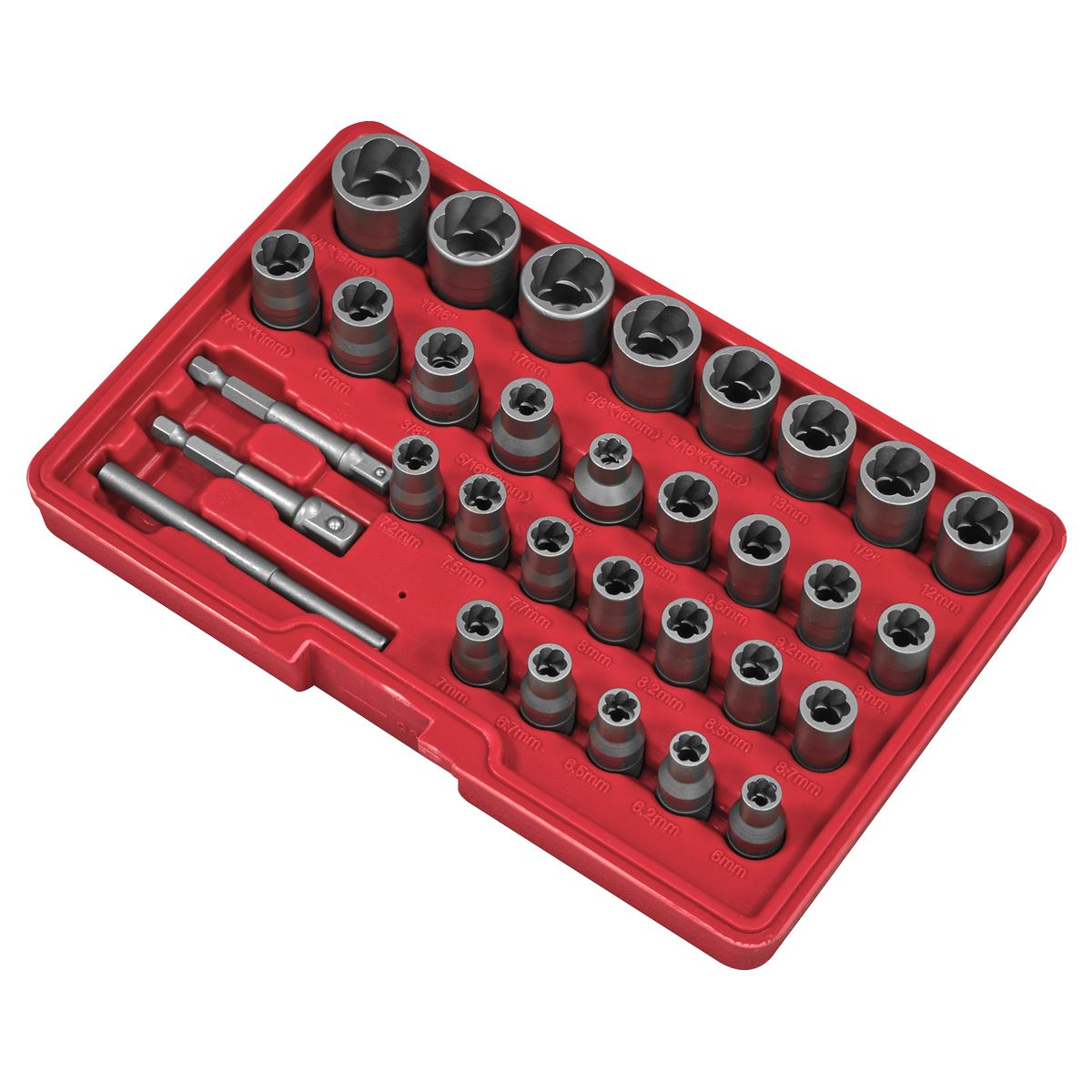 Sealey AK8132 Slim Design Bolt & Nut Extractor Set 32pc Sealey