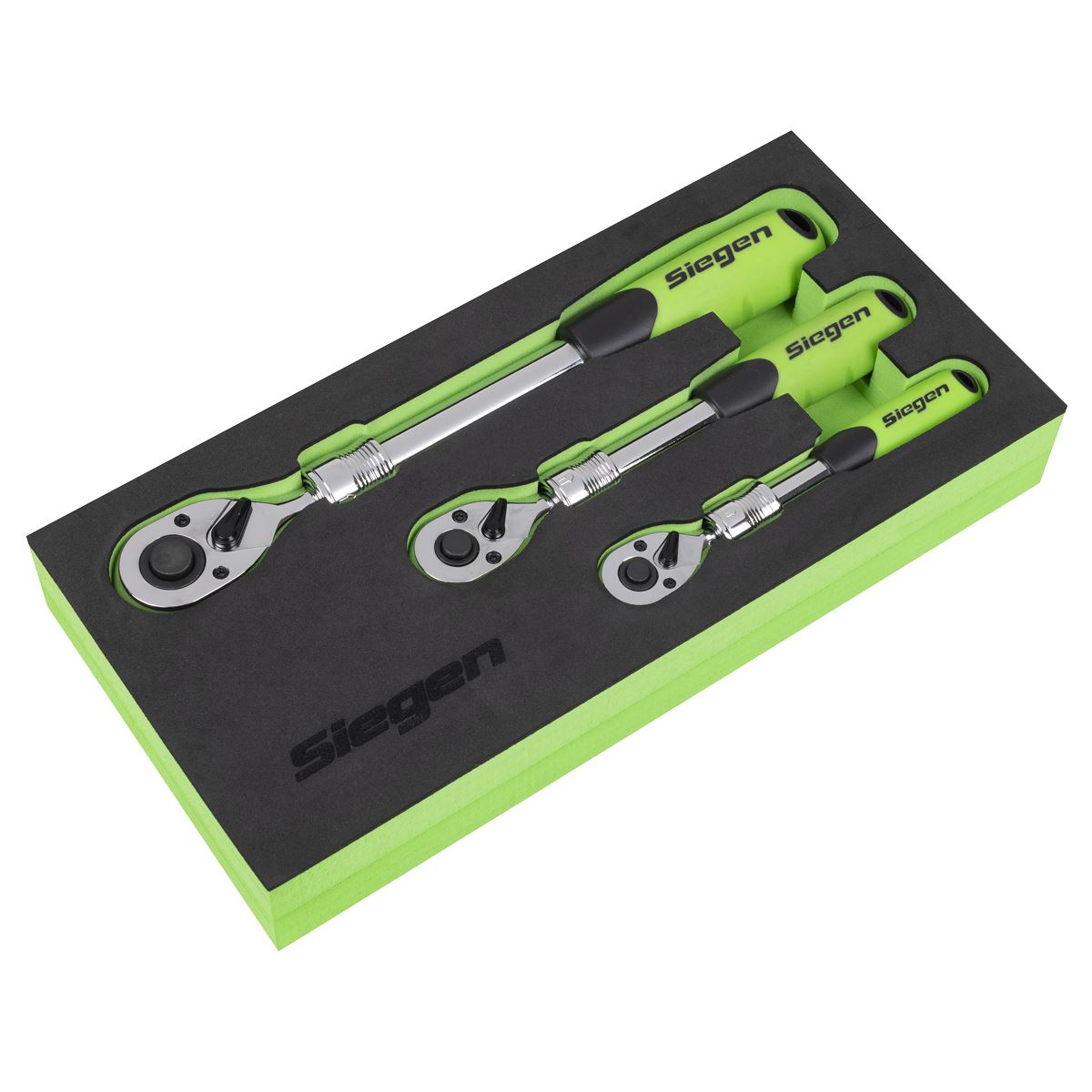 Siegen S01285 Ratchet Wrench Set Extendable 3 Piece 1/4", 3/8", 1/2" Siegen