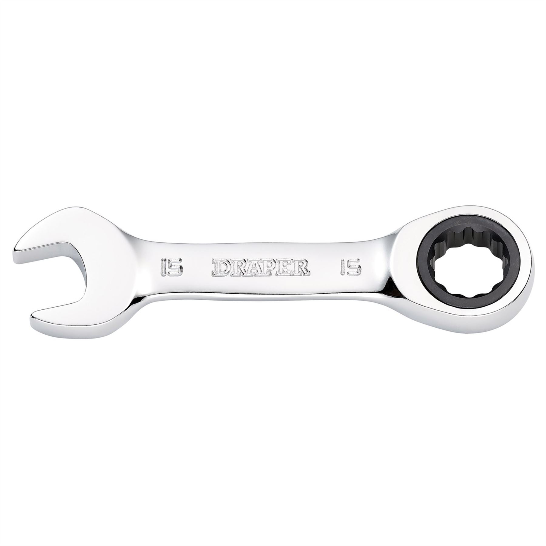 Draper 27909 HI-TORQ® Metric Stubby Ratchet Combination Spanner 15mm Draper