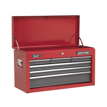Sealey AP2201BBCOMBO Topchest 6 Drawer with Ball-Bearing Slides - Red/Grey & 98pc Tool Kit Sealey