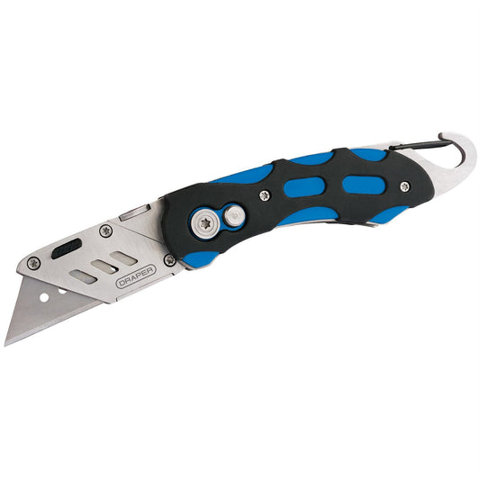 Draper 24383 Folding Trimming Knife with Belt Clip Blue Draper