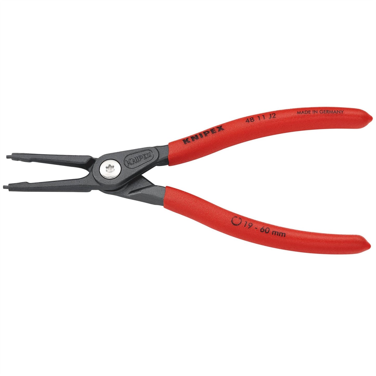 Knipex 75079 48 11 J2 SB Precision Circlip Pliers for internal circlips in bore holes with non-slip plastic coating grey atramentized 180mm Knipex