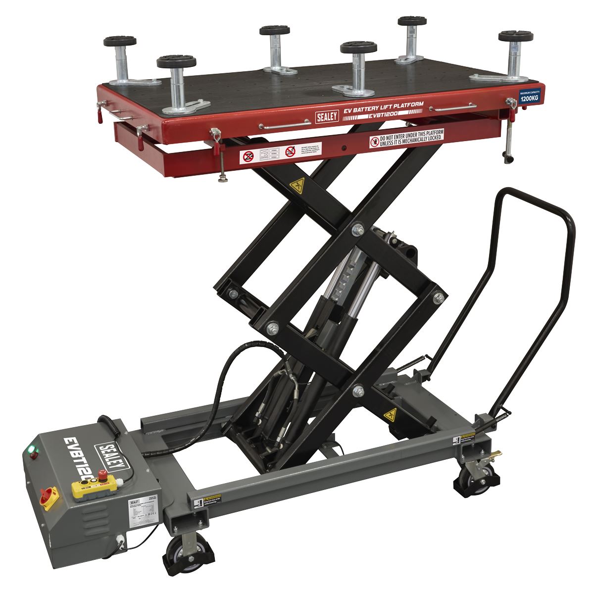 Sealey EVBT1200 High Lift EV Battery Lift/Hydraulic Platform Truck 1200kg Capacity Sealey