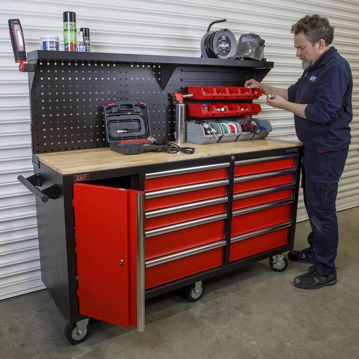 Sealey AP6310 Mobile Workstation 10 Drawer with Backboard Sealey