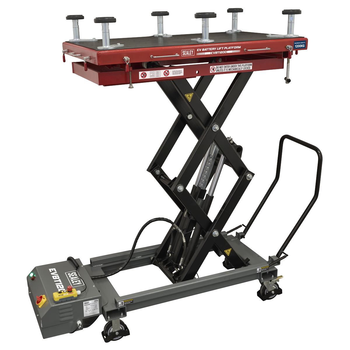 Sealey EVBT1200 High Lift EV Battery Lift/Hydraulic Platform Truck 1200kg Capacity Sealey