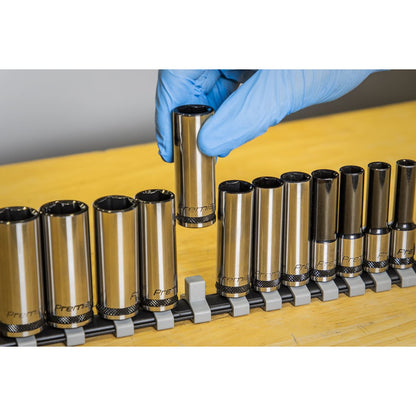 Sealey AK7993 Socket Set Deep 12pc 3/8"Sq Drive Metric - Premier Black Sealey