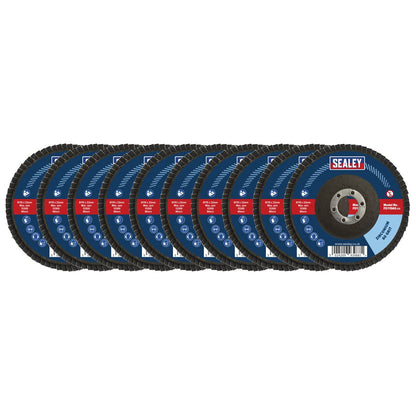 Sealey FD115MIX Assorted Grit Flap Discs Zirconium Ø115mm Ø22mm Bore - Pack of 10 Sealey