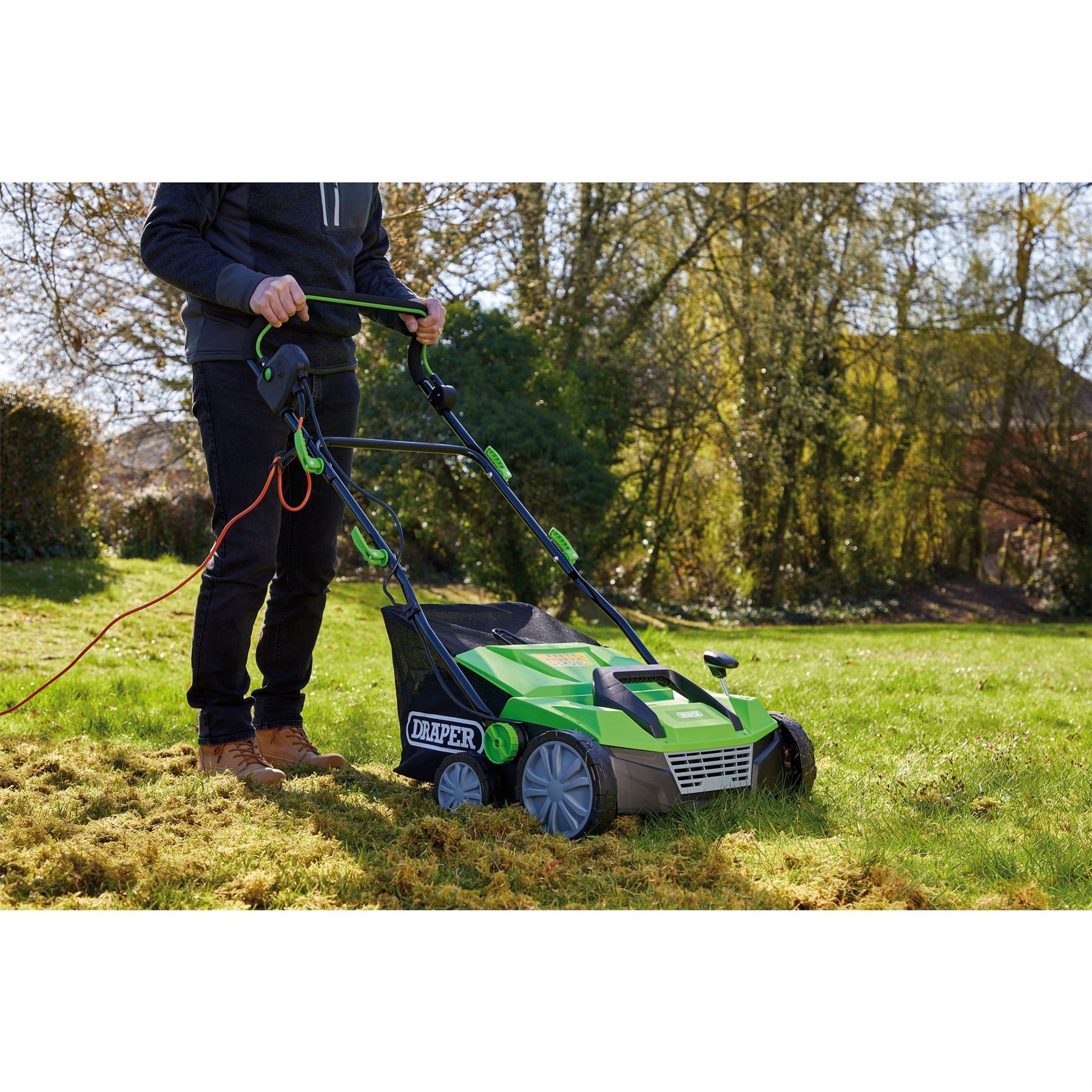 Draper 97922 230V 2-in-1 Lawn Aerator and Scarifier 380mm 1800W Draper