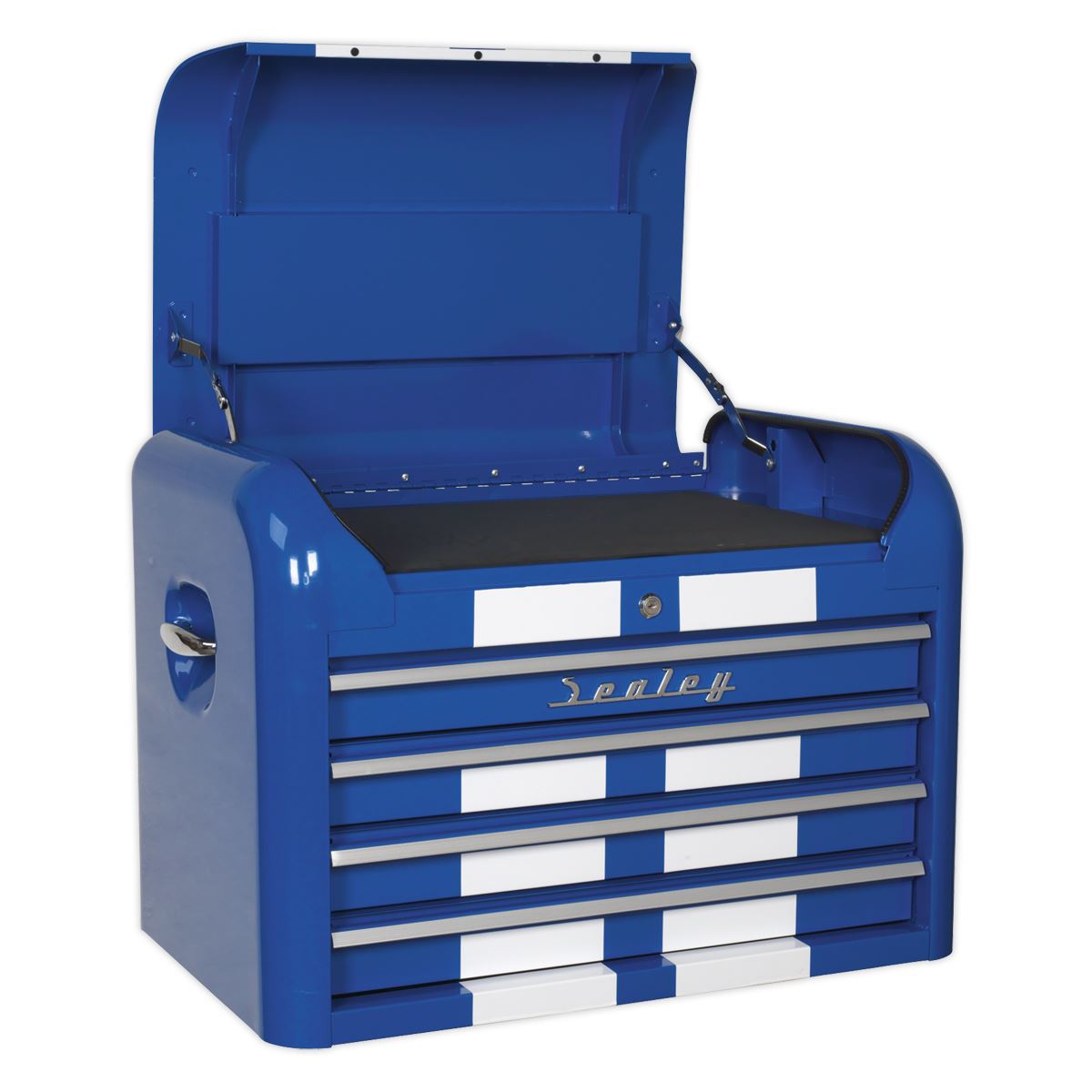 Sealey AP28COMBO2BWS Retro Style Topchest Mid-Box Tool Chest & Rollcab Combination 10 Drawer Blue/White Stripes Sealey