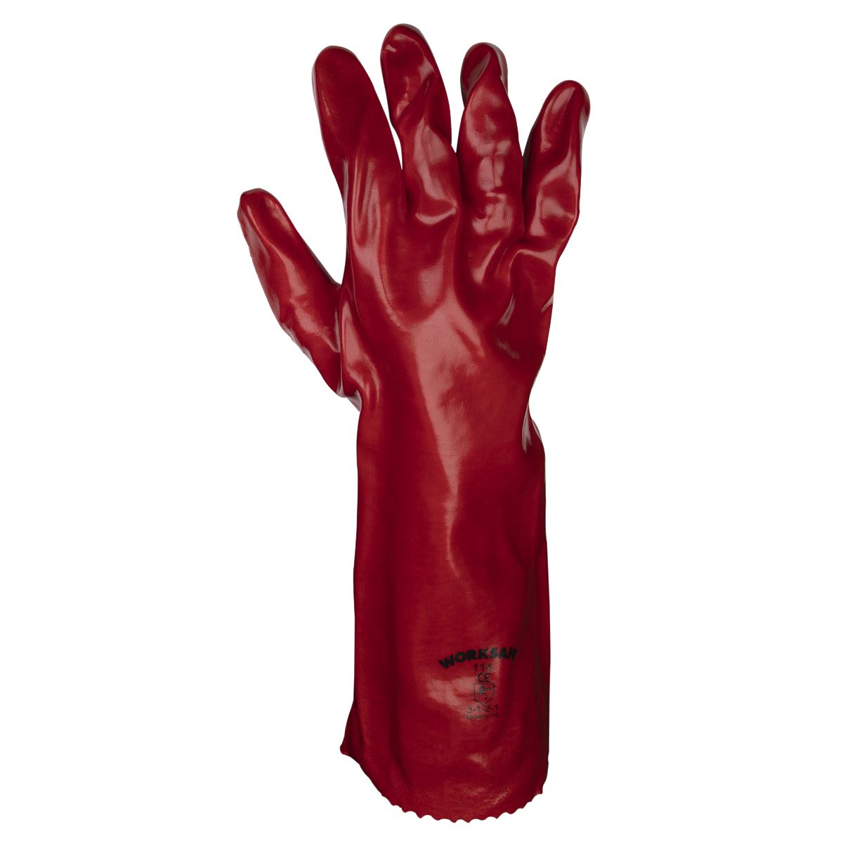 Sealey 9114/12 Red PVC Gauntlets 450mm - Pack of 12 Pairs Sealey