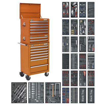 Sealey SPTOCOMBO1 Tool Chest Combination 14 Drawer with Ball-Bearing Slides - Orange & 1179pc Tool Kit Sealey