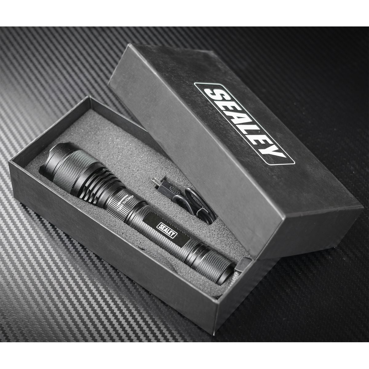 Sealey LED449 Aluminium Torch 10W SMD LED Adjustable Focus Rechargeable Sealey