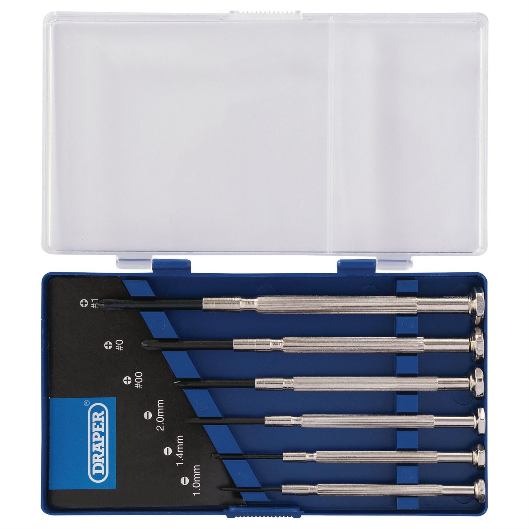Draper 14956 Precision Screwdriver Set 3 x Plain Slot 3 x Cross Slot 6 Piece Draper