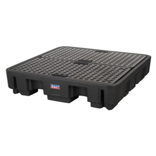 Sealey DRP18 4 Drum Polyethylene Barrel Bund Spill Pallet 1380 x 1290 x 280mm Sealey