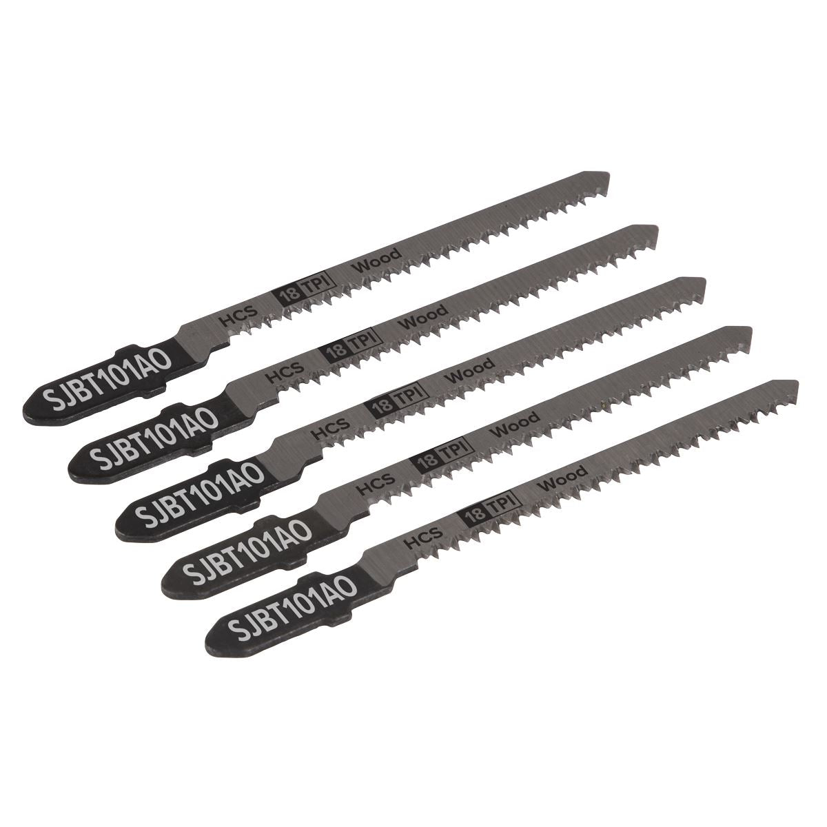 Sealey SJBT101AO Jigsaw Blade Hard Wood 83mm 18tpi - Pack of 5 Sealey
