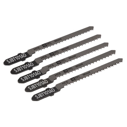 Sealey SJBT101AO Jigsaw Blade Hard Wood 83mm 18tpi - Pack of 5 Sealey