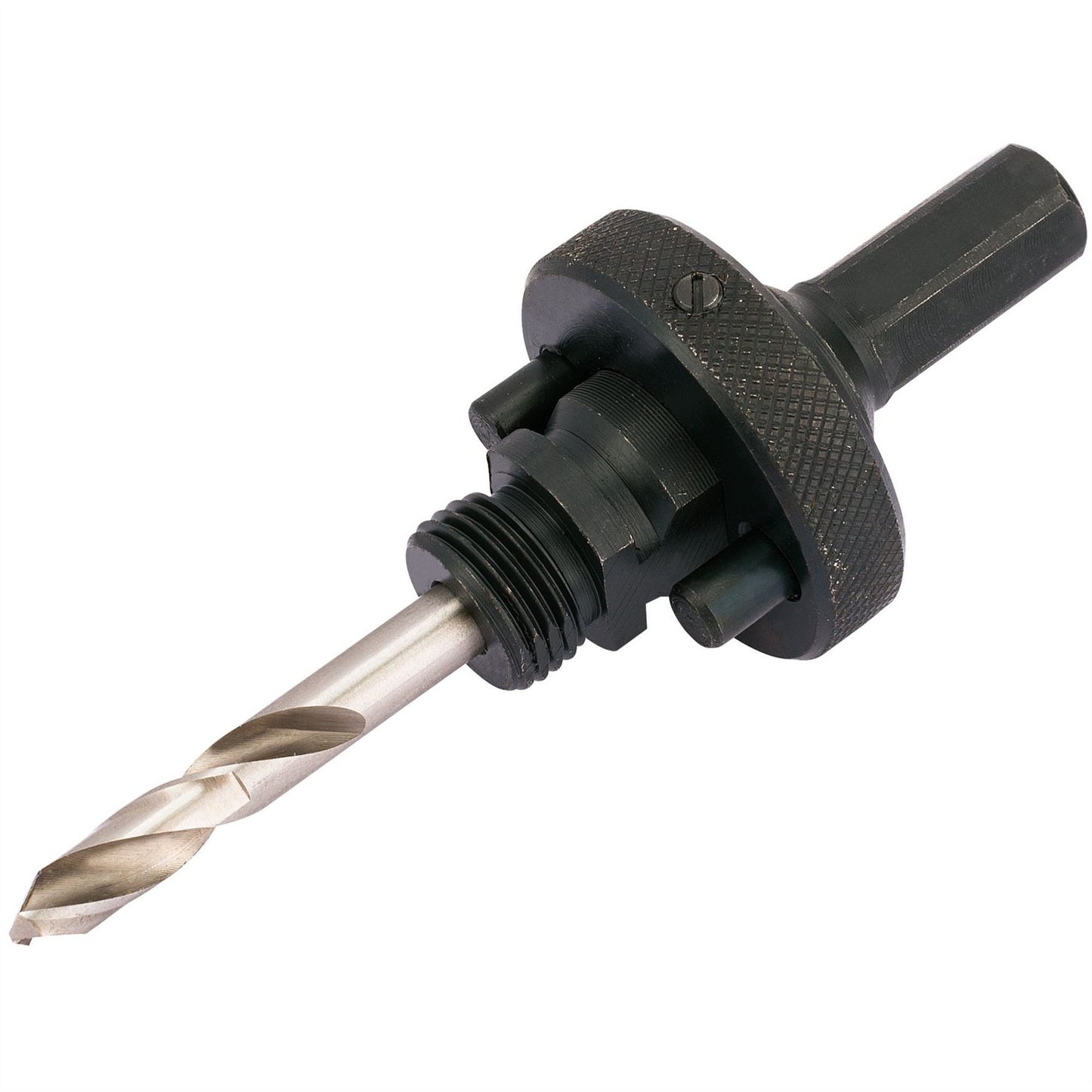 Draper 56402 Quick Release Hex. Shank Holesaw Arbor with HSS Pilot Drill for Holesaws 32 - 210mm 7/16" Thread Draper