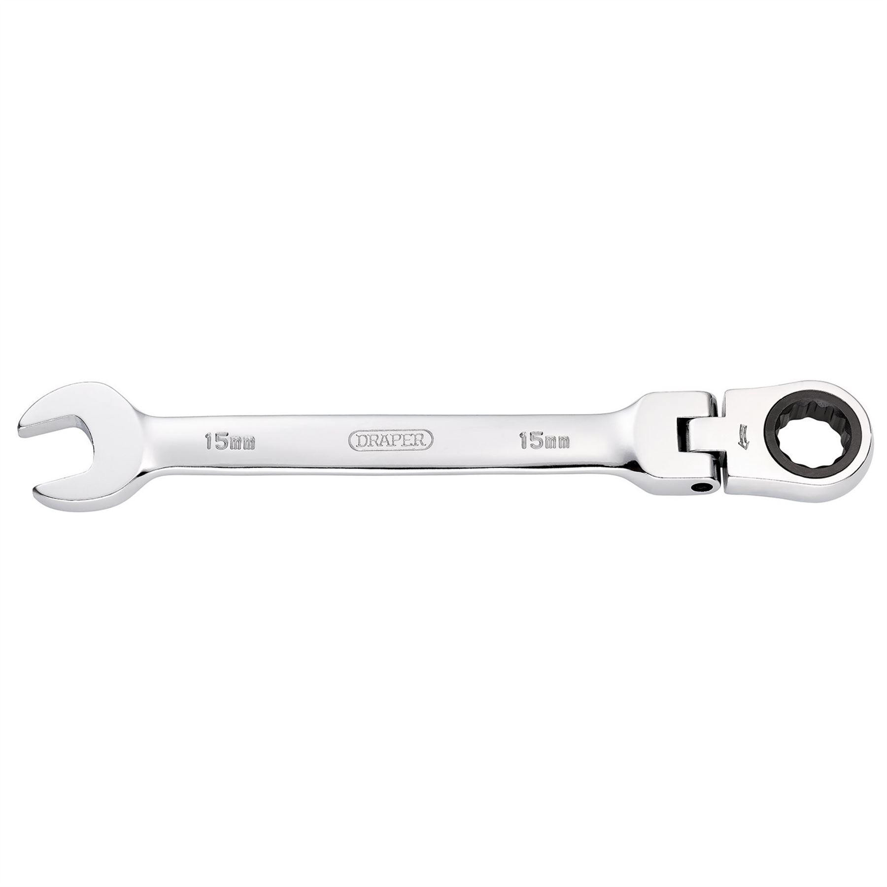 Draper 52017 HI-TORQ® Metric Flexible Head Ratcheting Combination Spanner 15mm Draper